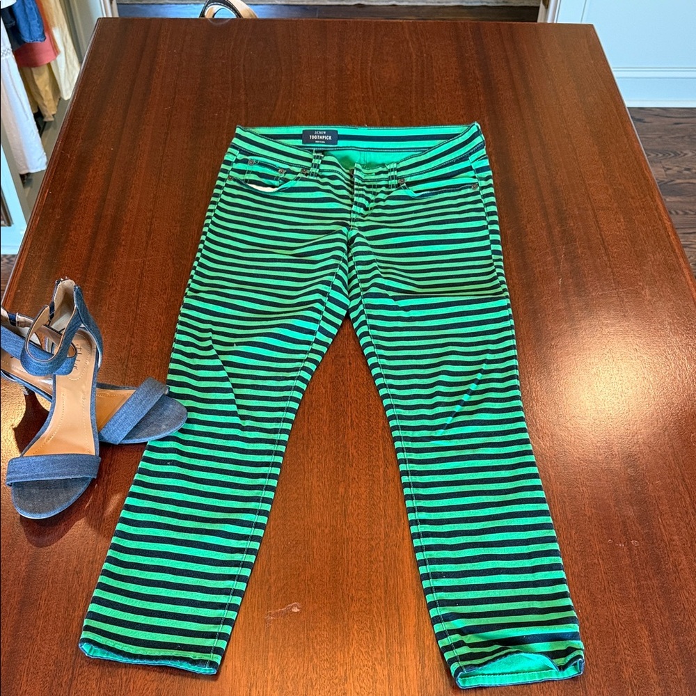 Green and navy Striped Jeans